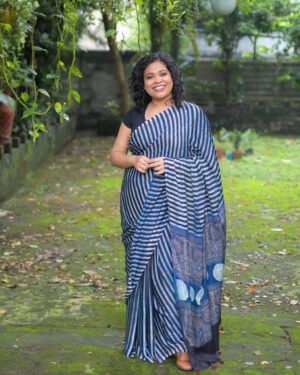 Indigo Natural Colour Handblock Print Primium Modal Silk Ajrakh