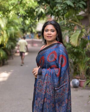 Indigo Natural Colour Handblock Print Primium Modal Silk Ajrakh